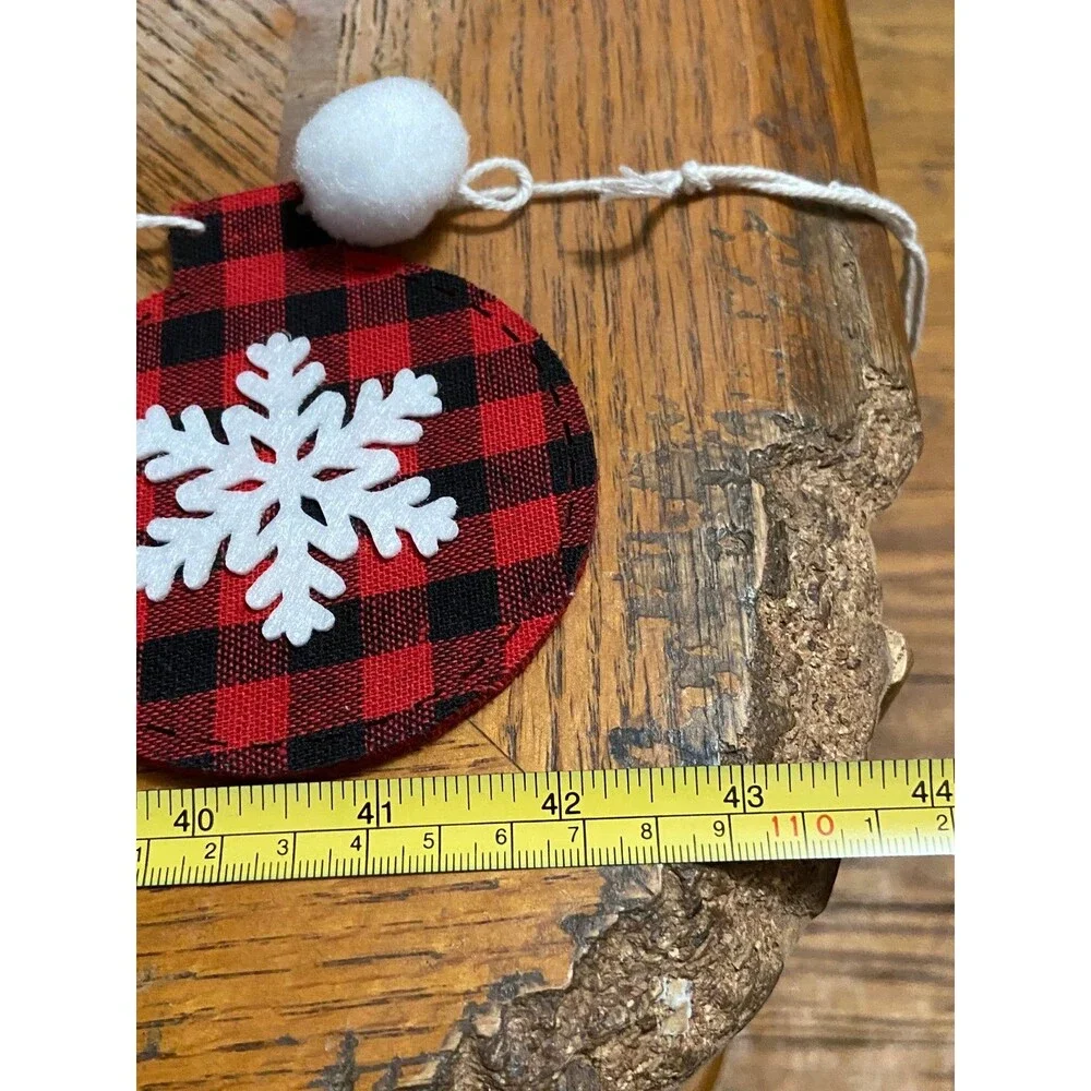 Buffalo check Christmas banner red black white deer ornaments